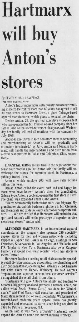 Antons - Hartmax Acquisition November 1987 (newer photo)